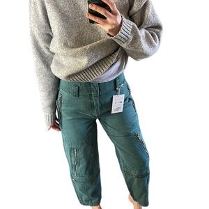 NEW Etica green Doyle cargo high waisted pants zippered biker pants green jeans